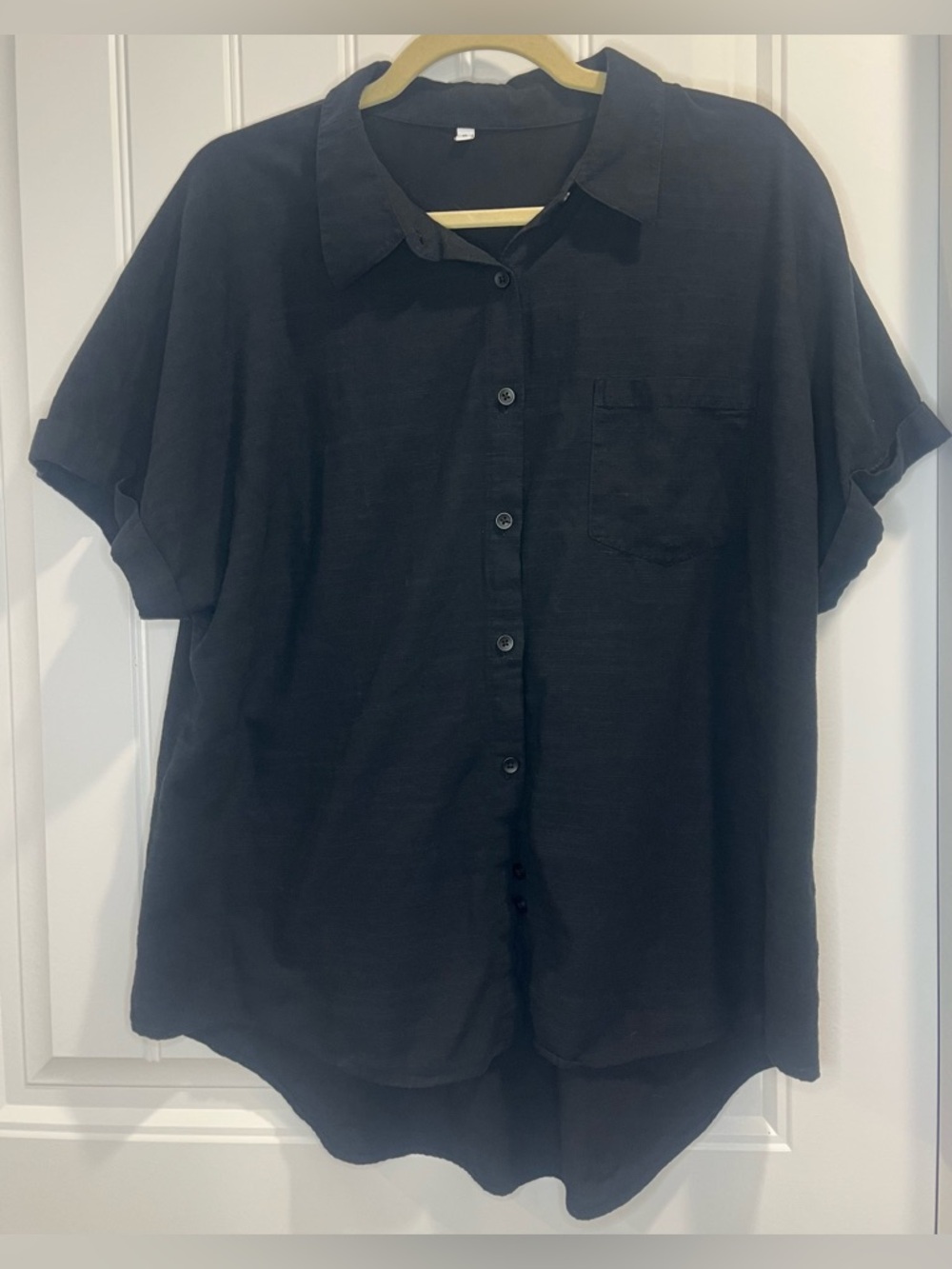 Women’s Black Cotton Button-Up Shirt Size XL